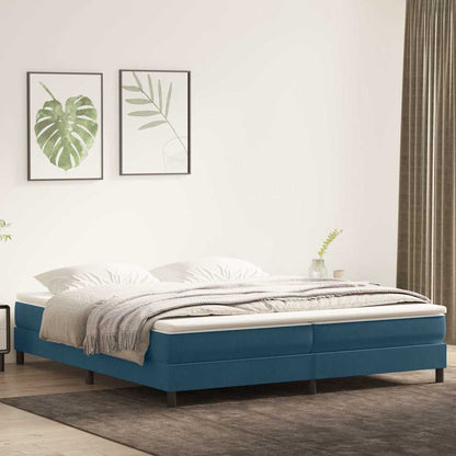 Letto a Molle senza Materasso Blu Scuro 200x210 cm in Velluto