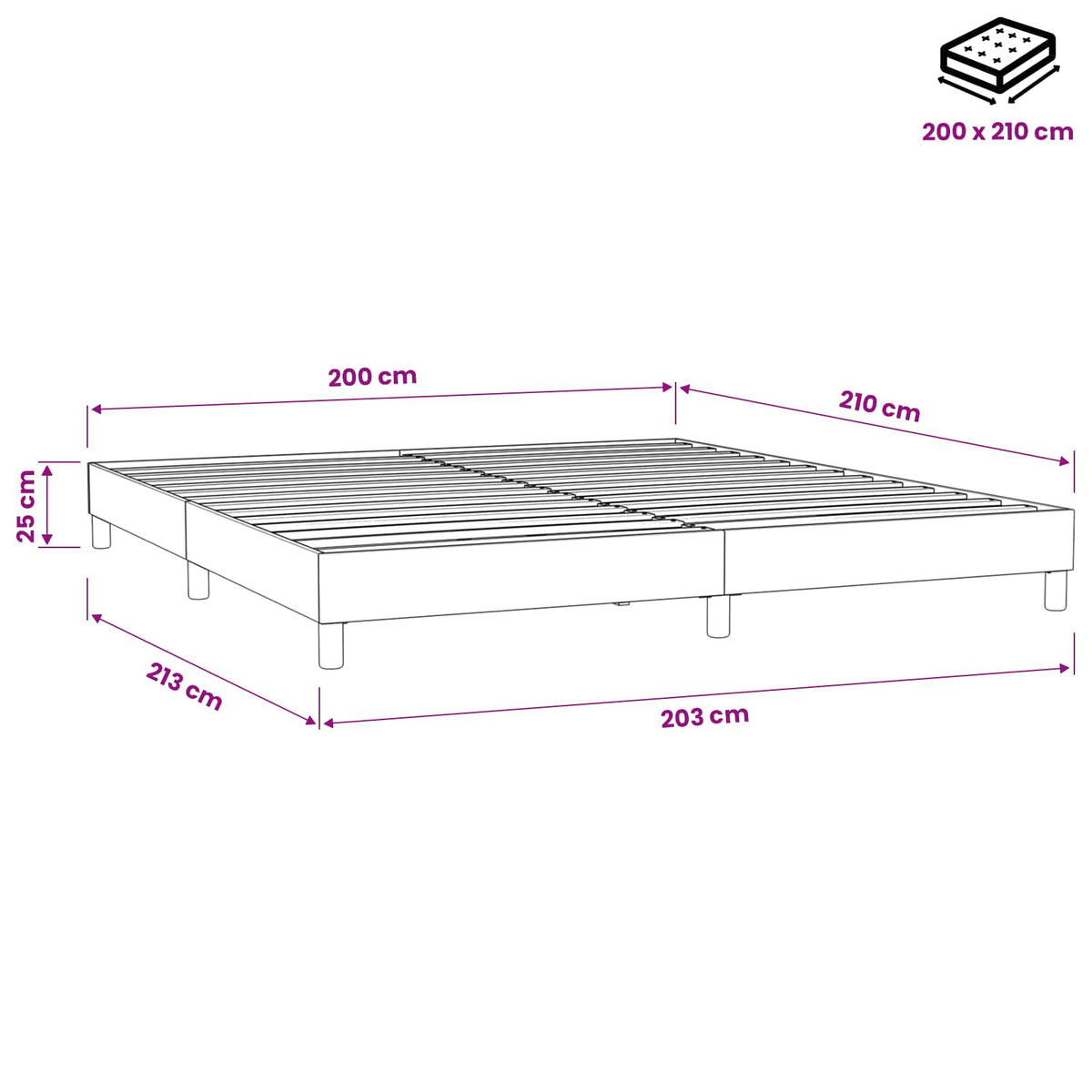 Letto a Molle senza Materasso Blu Scuro 200x210 cm in Velluto