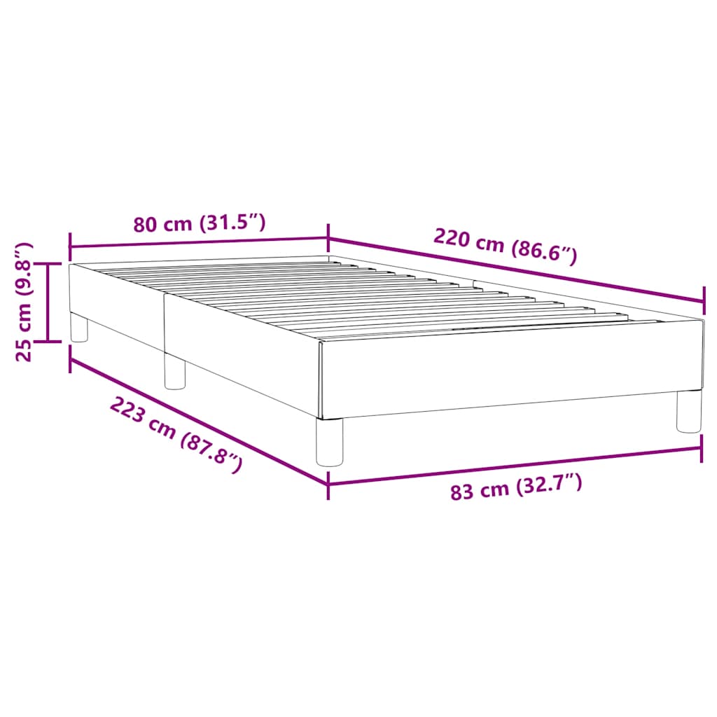 Letto a Molle senza Materasso Grigio Chiaro 80x220 cm Velluto | homemem39