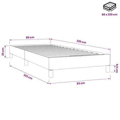 Letto a Molle senza Materasso Grigio Chiaro 80x220 cm Velluto