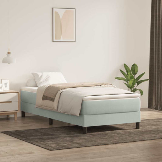Letto a Molle senza Materasso Grigio Chiaro 80x220 cm Velluto