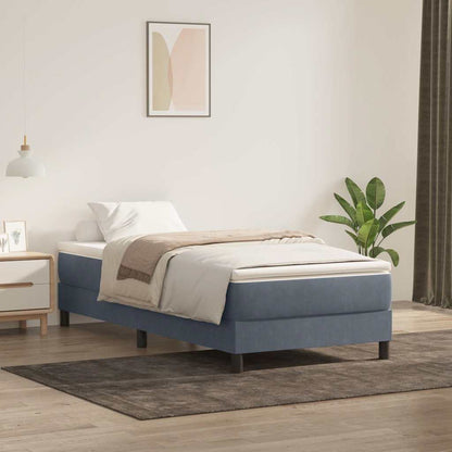 Letto a Molle senza Materasso Grigio Scuro 80x220 cm Velluto