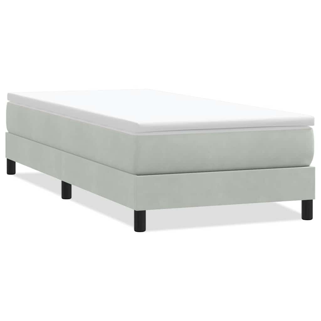 Letto a Molle senza Materasso Grigio Chiaro 90x220 cm Velluto | homemem39