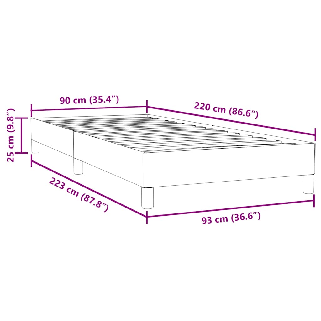 Letto a Molle senza Materasso Grigio Chiaro 90x220 cm Velluto | homemem39