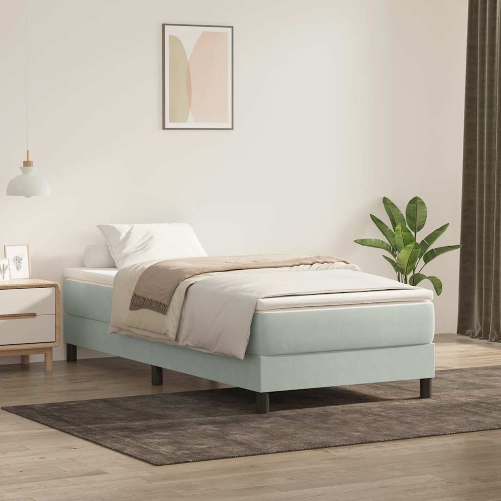 Letto a Molle senza Materasso Grigio Chiaro 90x220 cm Velluto | homemem39