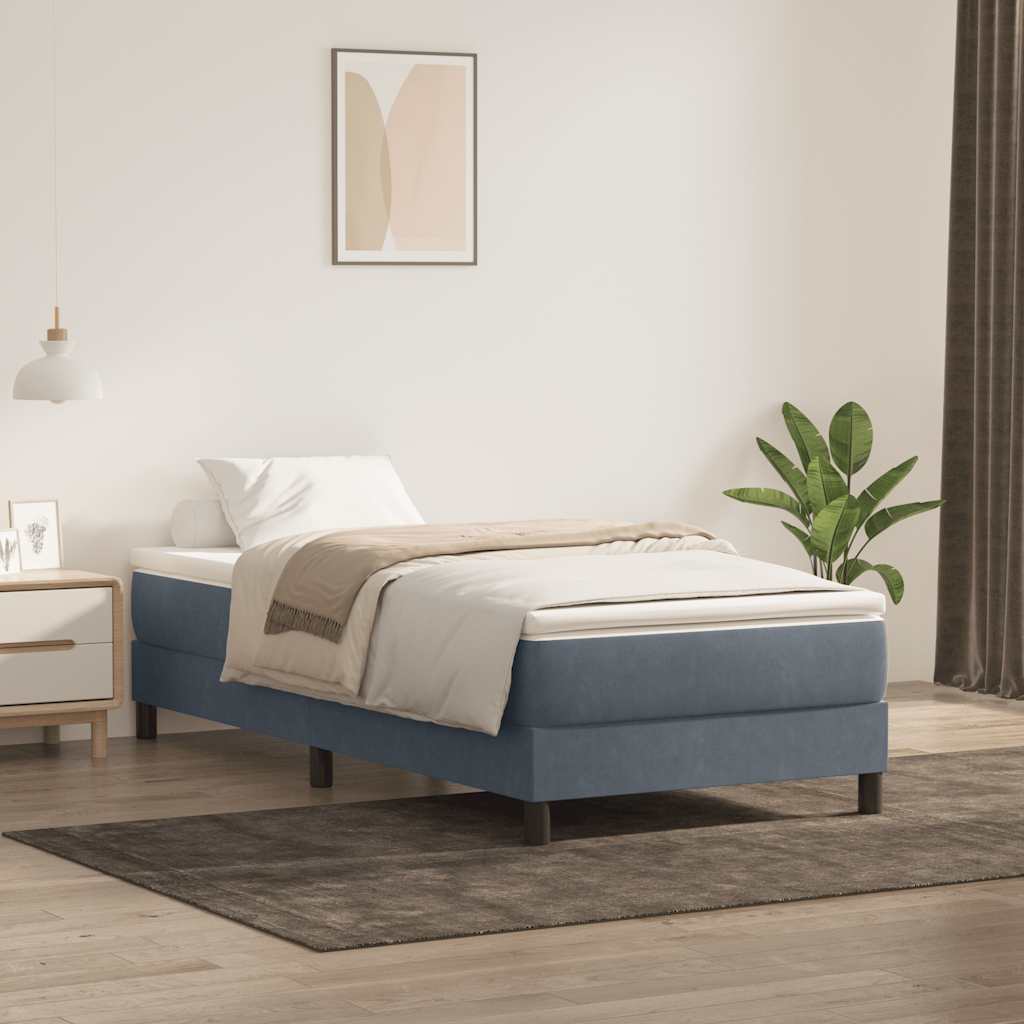 Letto a Molle senza Materasso Grigio Scuro 90x220 cm Velluto | homemem39
