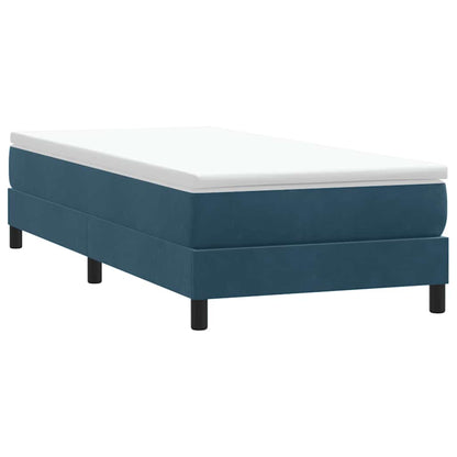 Letto a Molle senza Materasso Blu Scuro 90x220 cm Velluto