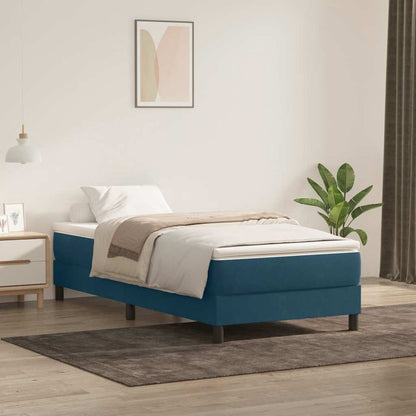 Letto a Molle senza Materasso Blu Scuro 90x220 cm Velluto