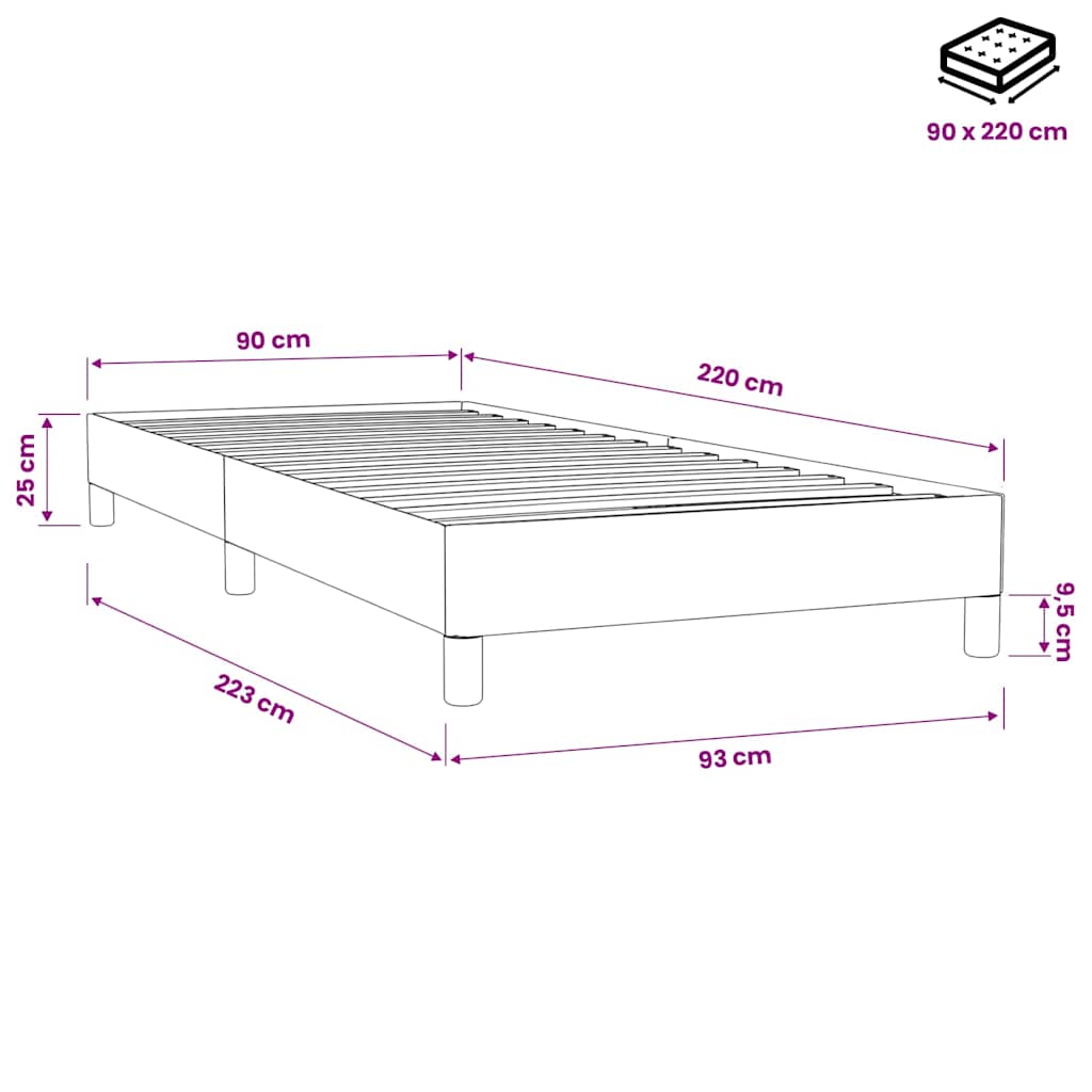 Letto a Molle senza Materasso Rosa 90x220 cm Velluto