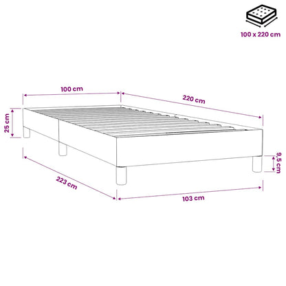 Letto a Molle senza Materasso Grigio Chiaro 100x220cm Velluto