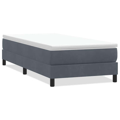 Letto a Molle senza Materasso Grigio Scuro 100x220 cm Velluto