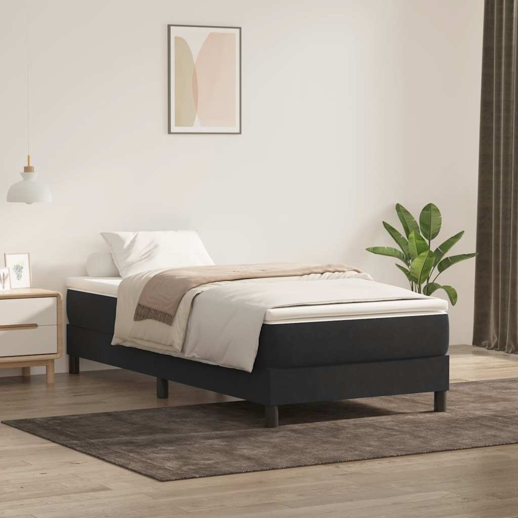 Letto a Molle senza Materasso Nero 100x220 cm in Velluto | homemem39