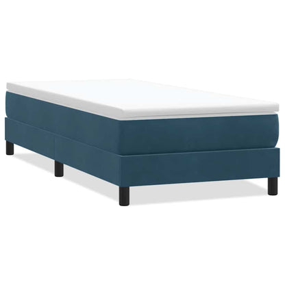Letto a Molle senza Materasso Blu Scuro 100x220 cm in Velluto | homemem39
