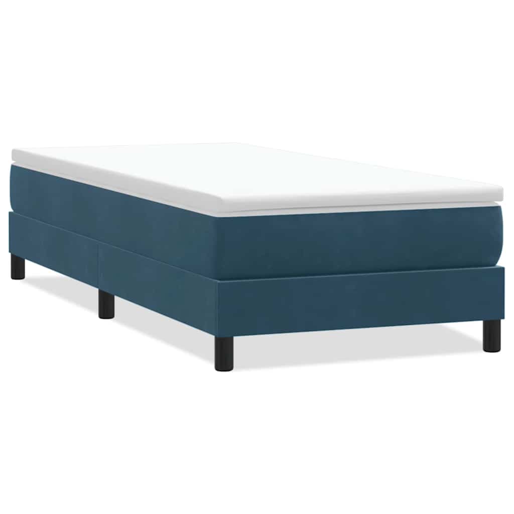 Letto a Molle senza Materasso Blu Scuro 100x220 cm in Velluto