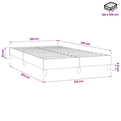 Letto a Molle senza Materasso Grigio Chiaro 120x220cm Velluto