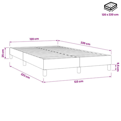 Letto a Molle senza Materasso Grigio Chiaro 120x220cm Velluto