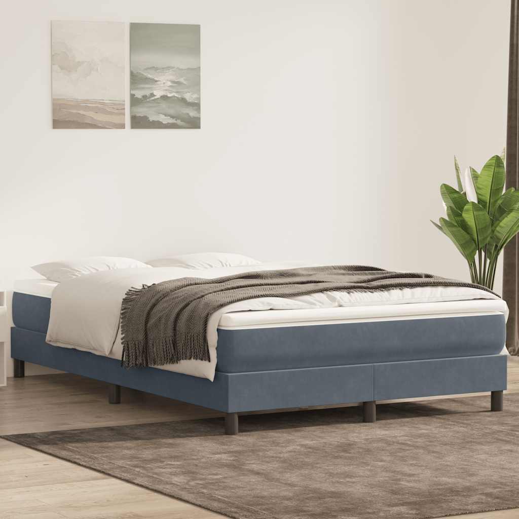 Letto a Molle senza Materasso Grigio Scuro 140x220 cm Velluto | homemem39