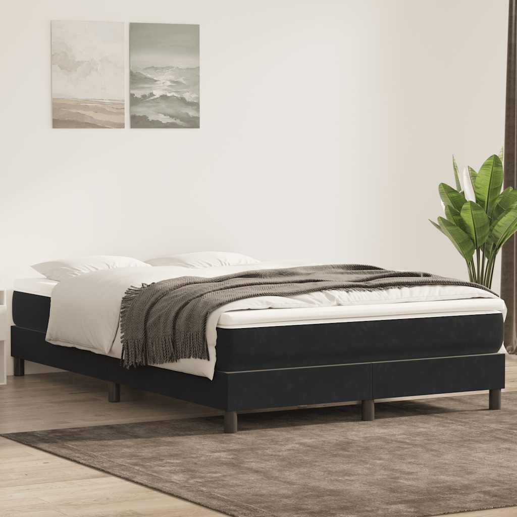Letto a Molle senza Materasso Nero 140x220 cm in Velluto