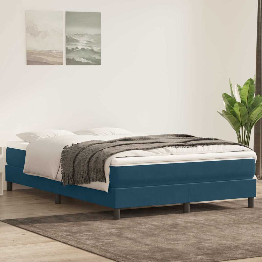 Letto a Molle senza Materasso Blu Scuro 140x220 cm Velluto | homemem39