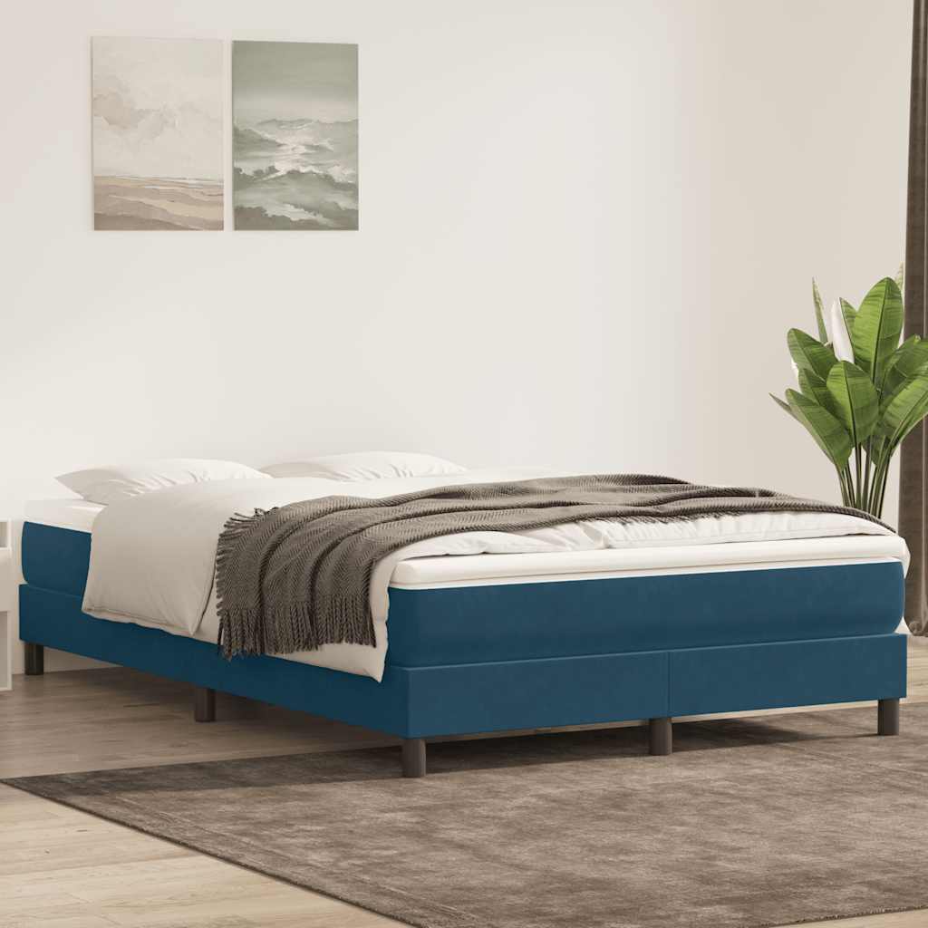 Letto a Molle senza Materasso Blu Scuro 160x220 cm in Velluto | homemem39