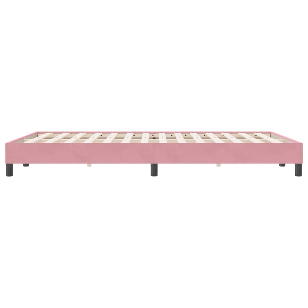 Letto a Molle senza Materasso Rosa 160x220 cm in Velluto