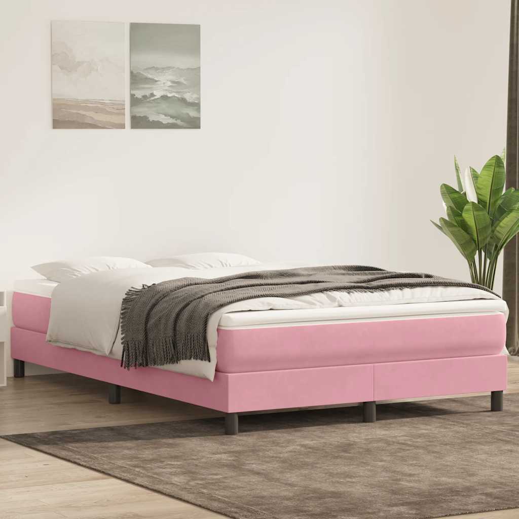 Letto a Molle senza Materasso Rosa 160x220 cm in Velluto | homemem39