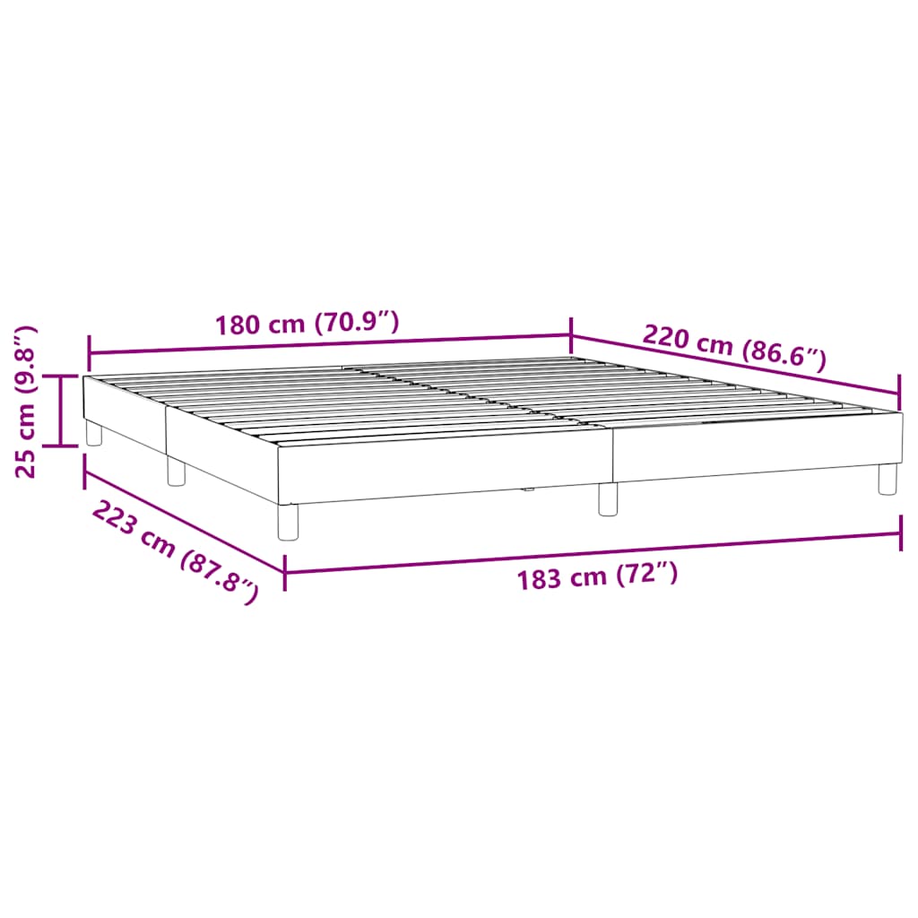Letto a Molle senza Materasso Blu Scuro 180x220 cm Velluto | homemem39
