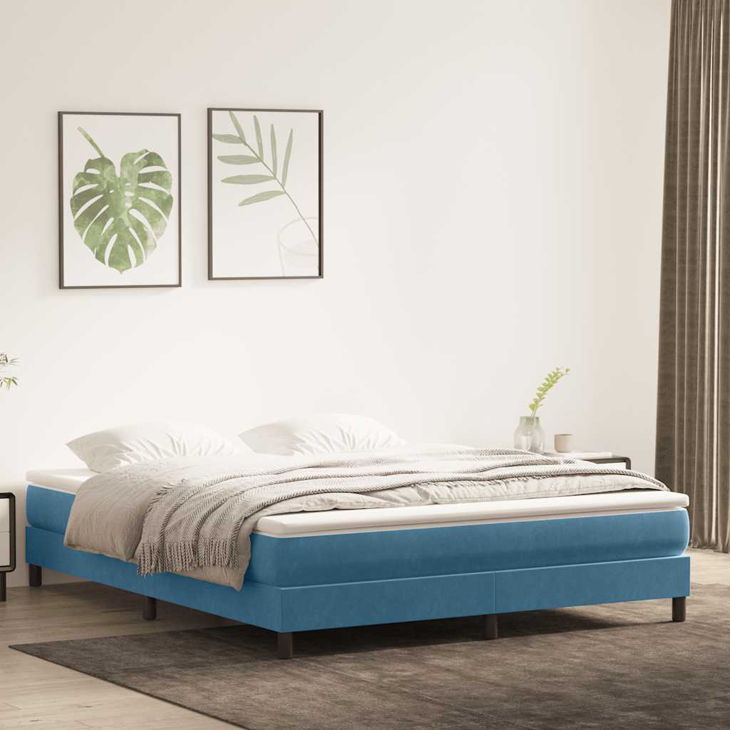 Letto a Molle senza Materasso Blu Scuro 180x220 cm Velluto | homemem39