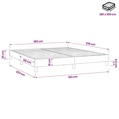 Letto a Molle senza Materasso Rosa 180x220 cm in Velluto