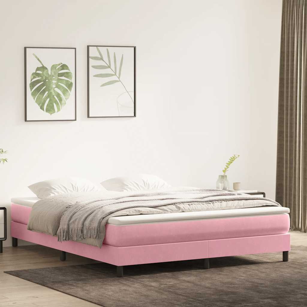 Letto a Molle senza Materasso Rosa 180x220 cm in Velluto | homemem39