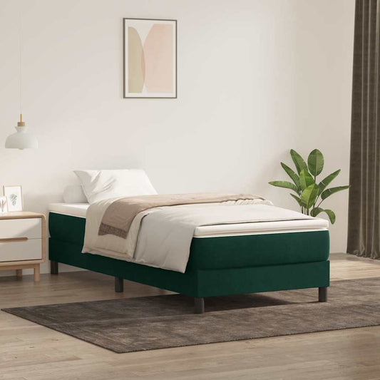 Letto a Molle senza Materasso Verde Scuro 200x220 cm Velluto