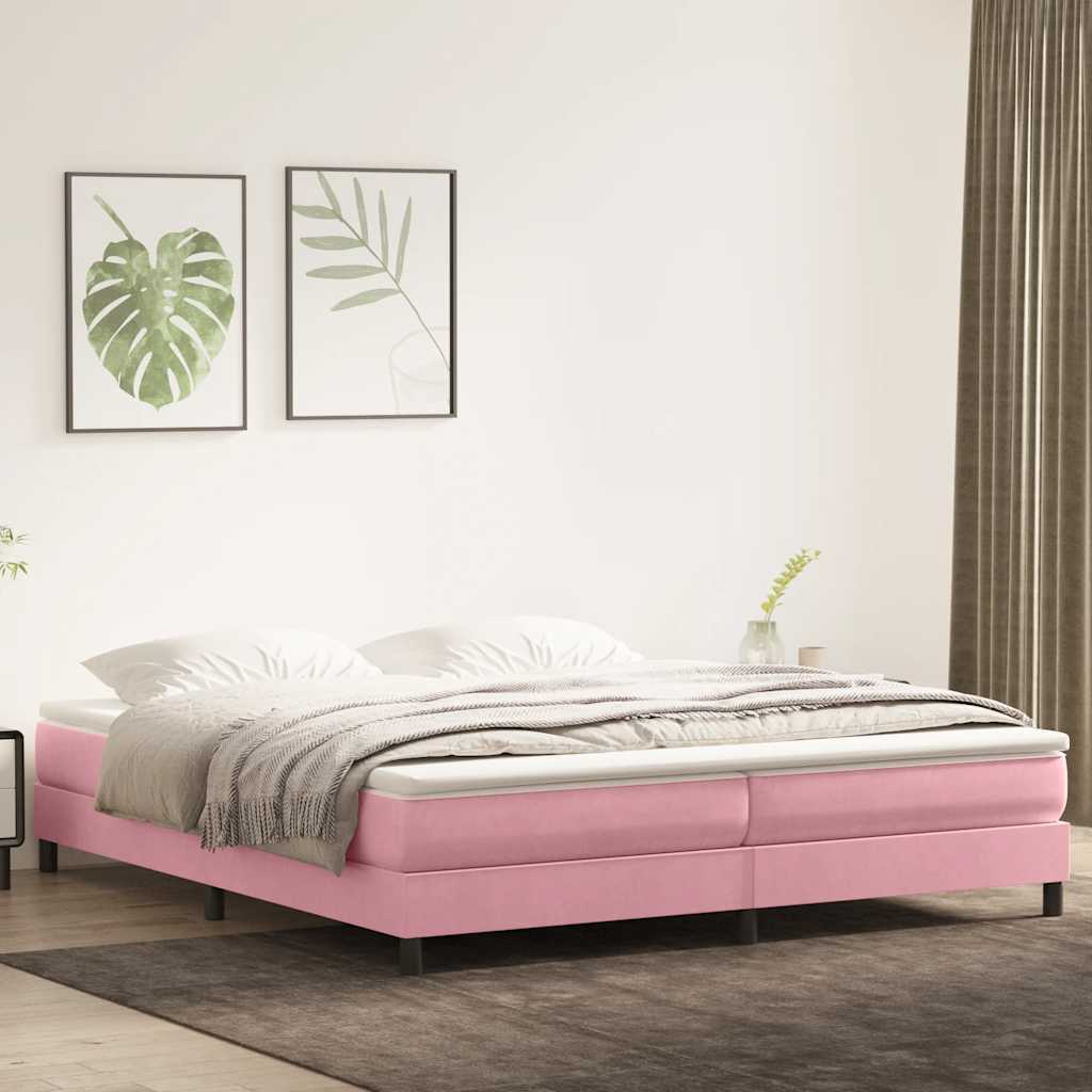 Letto a Molle senza Materasso Rosa 200x220 cm in Velluto | homemem39