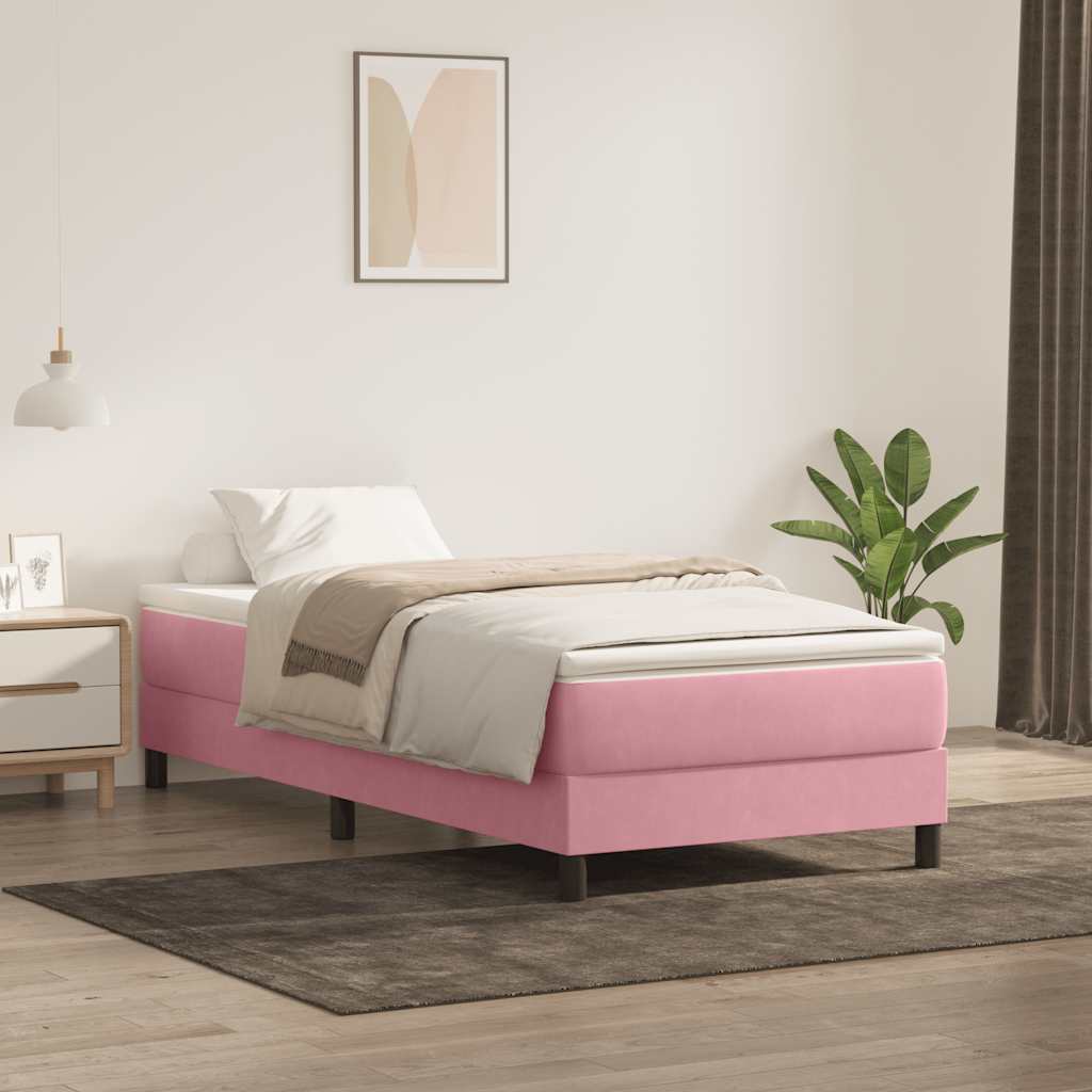 Giroletto a Molle con Materasso Rosa 90x210 cm Velluto | homemem39