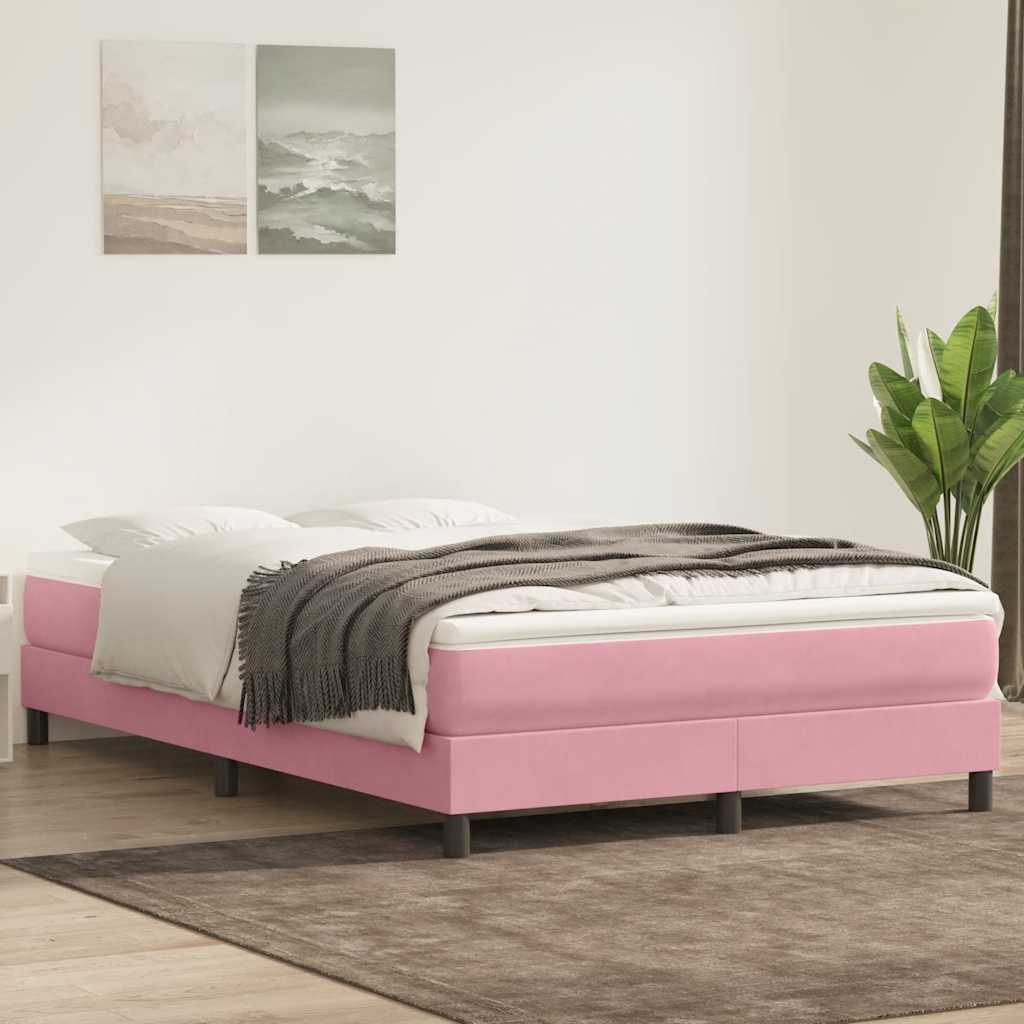 Giroletto a Molle con Materasso Rosa 160x210 cm in Velluto | homemem39