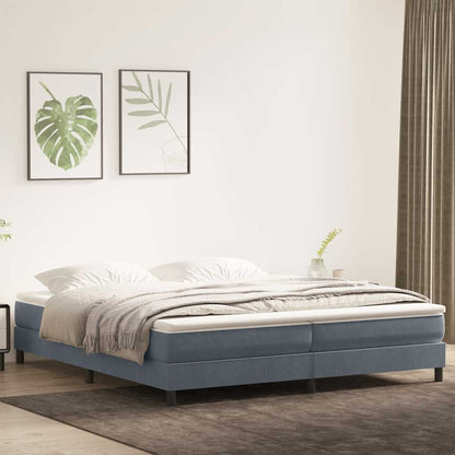 Giroletto a Molle con Materasso Grigio Scuro 180x210 cm Velluto