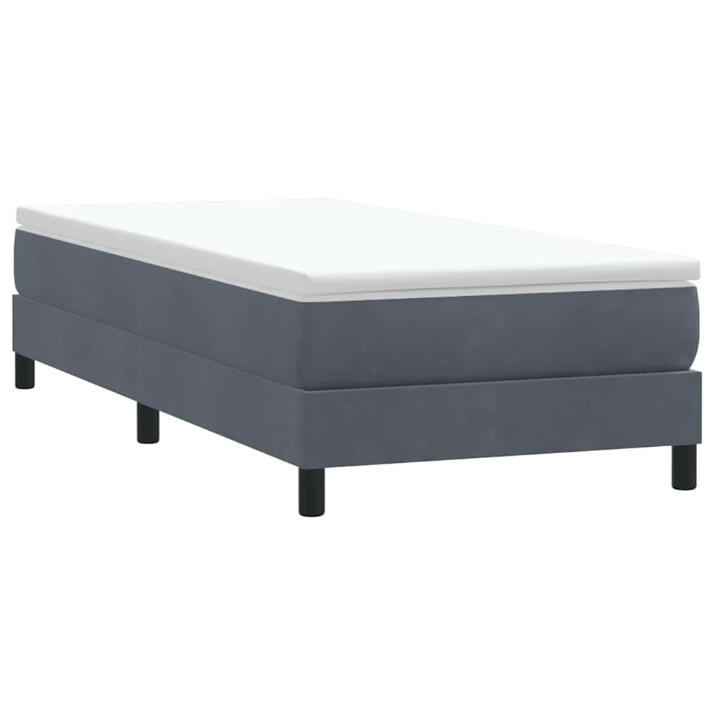 Giroletto a Molle con Materasso Grigio Scuro 80x220 cm Velluto