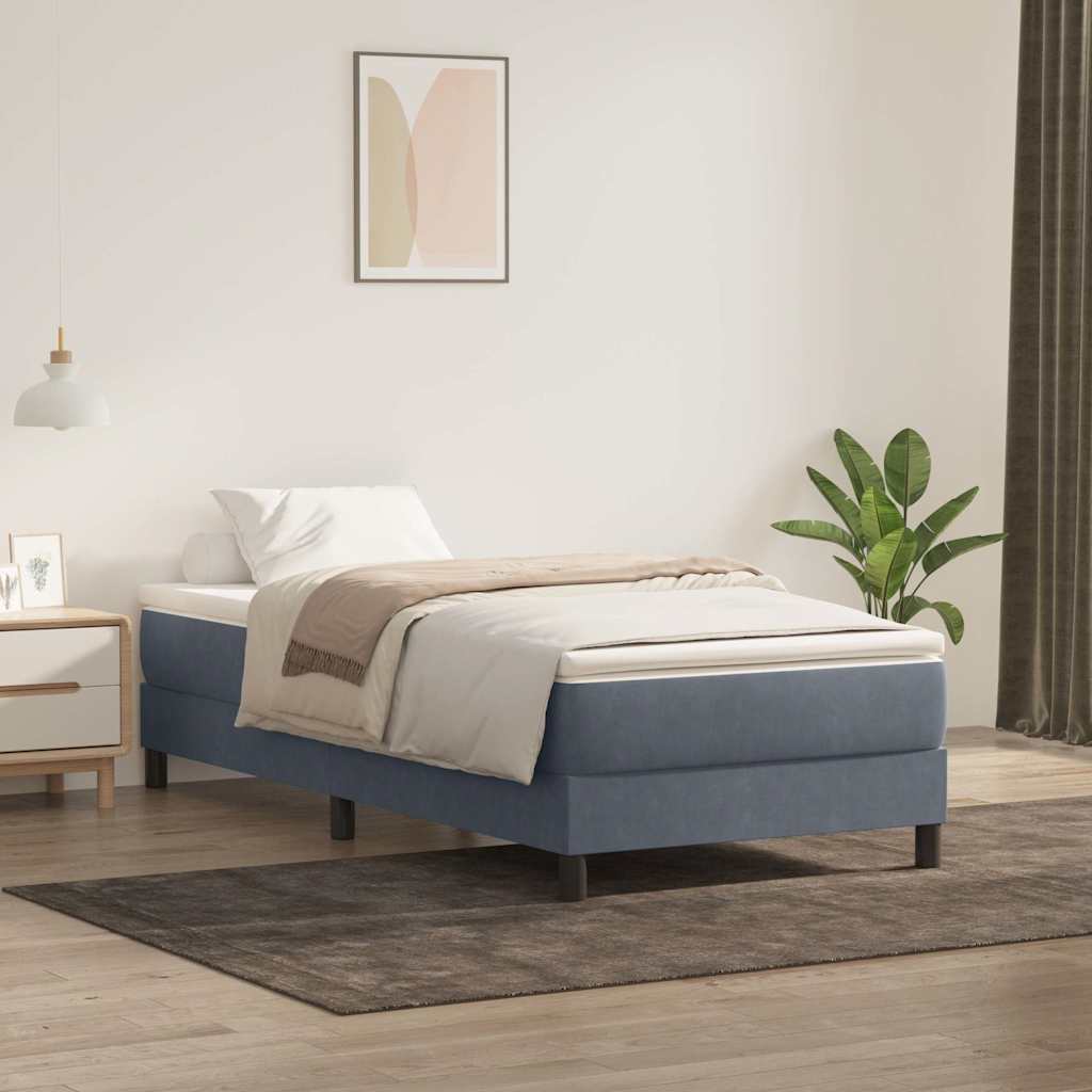 Giroletto a Molle con Materasso Grigio Scuro 80x220 cm Velluto