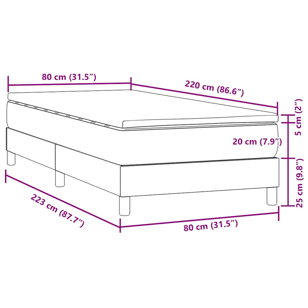 Giroletto a Molle con Materasso Rosa 80x220 cm Velluto | homemem39