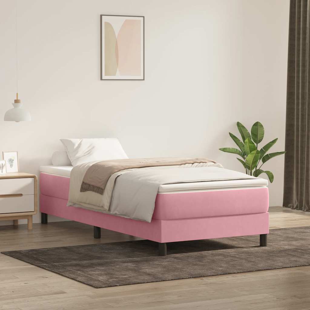 Giroletto a Molle con Materasso Rosa 80x220 cm Velluto | homemem39