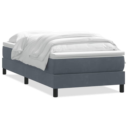 Giroletto a Molle con Materasso Grigio Scuro 90x220 cm Velluto | homemem39