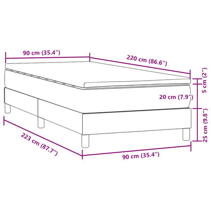 Giroletto a Molle con Materasso Grigio Scuro 90x220 cm Velluto | homemem39