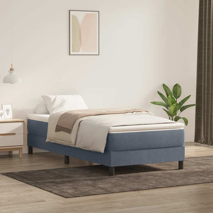 Giroletto a Molle con Materasso Grigio Scuro 90x220 cm Velluto