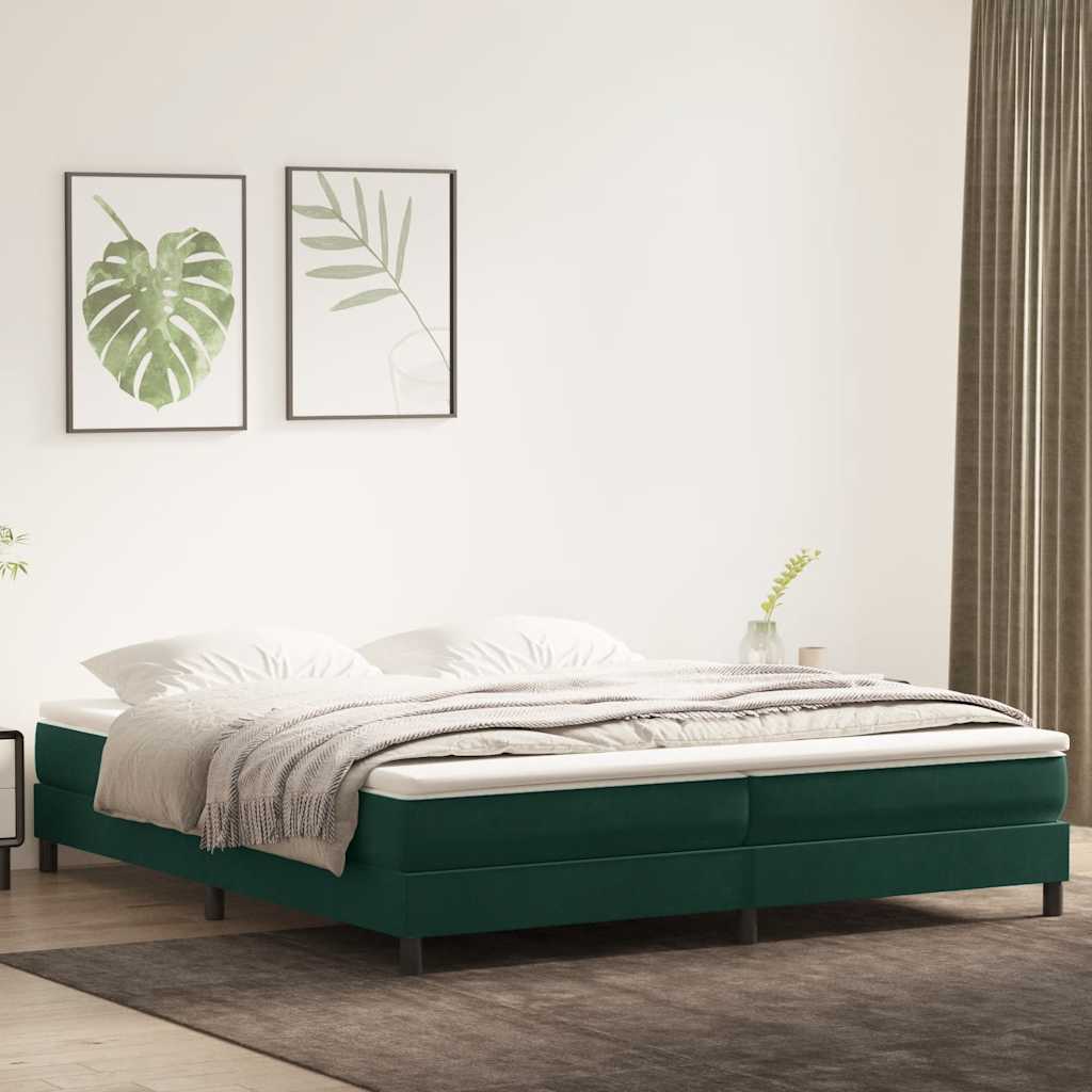 Giroletto a Molle con Materasso Verde Scuro 180x220 cm Velluto | homemem39
