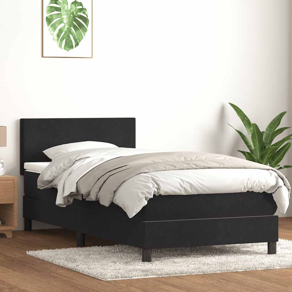 Giroletto a Molle con Materasso Nero 90x210 cm in Velluto | homemem39