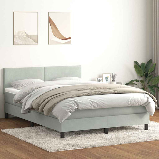 Giroletto a Molle con Materasso Grigio Chiaro 160x210cm Velluto | homemem39