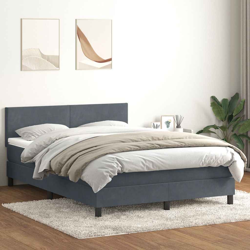 Giroletto a Molle con Materasso Grigio Scuro 160x210 cm Velluto | homemem39
