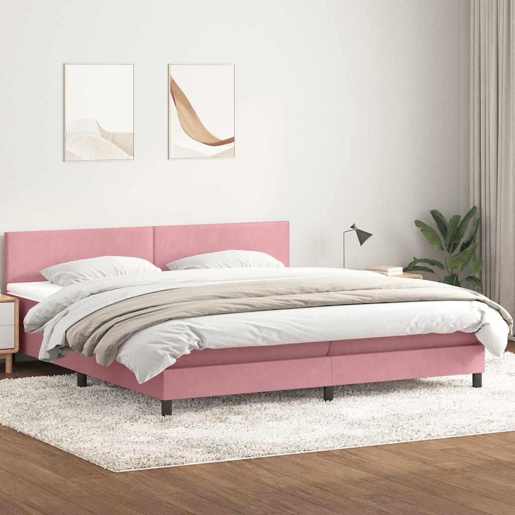 Giroletto a Molle con Materasso Rosa 180x210 cm in Velluto