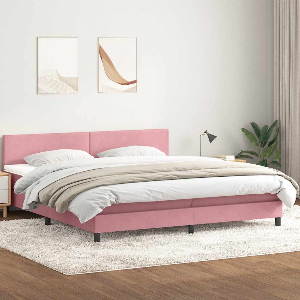 Giroletto a Molle con Materasso Rosa 200x210 cm in Velluto