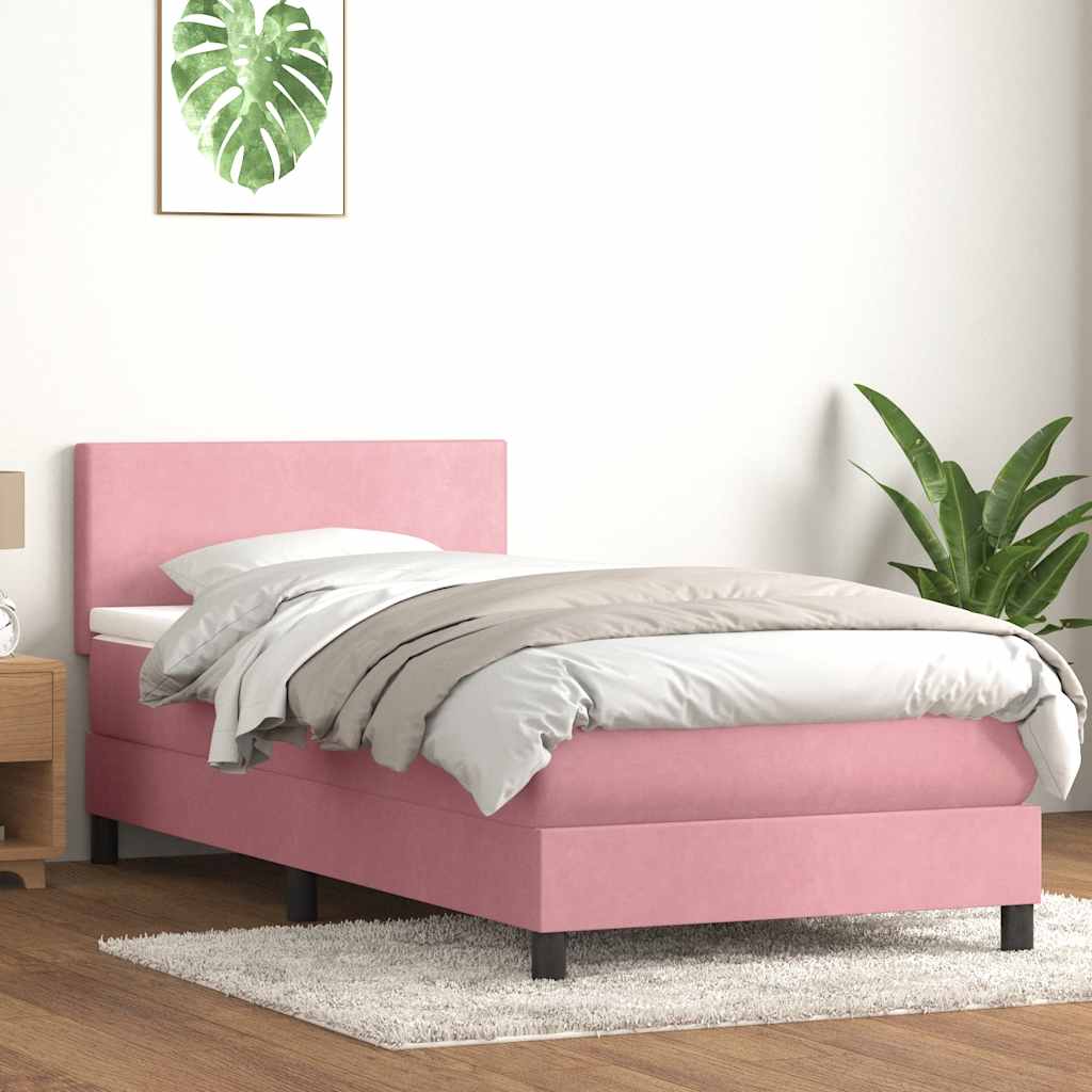 Giroletto a Molle con Materasso Rosa 80x220 cm Velluto | homemem39