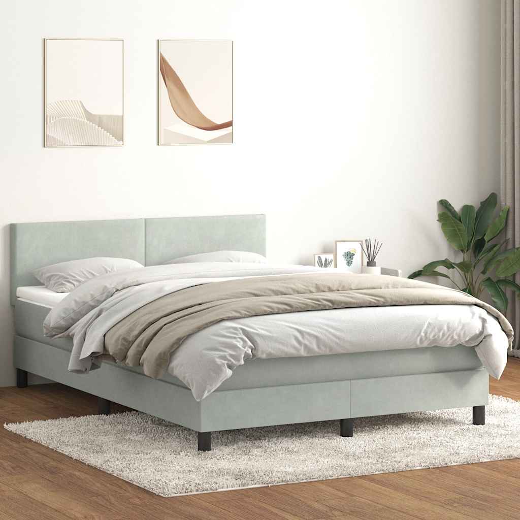 Giroletto a Molle con Materasso Grigio Chiaro 160x220cm Velluto | homemem39